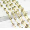Natural Smoky Quartz Faceted Roundel Beads Gold Plated Link Chain Length is 14 Inches and Size 3mm approx.